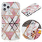 For iPhone 12 / 12 Pro Plating Marble Pattern Soft TPU Protective Case(Pink)