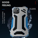 For iPhone 12 / 12 Pro R-JUST Shockproof Armor Metal Protective Case(Blue)