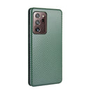 For Samsung Galaxy Note20 Ultra Carbon Fiber Texture Magnetic Horizontal Flip TPU + PC + PU Leather Case with Card Slot(Green)