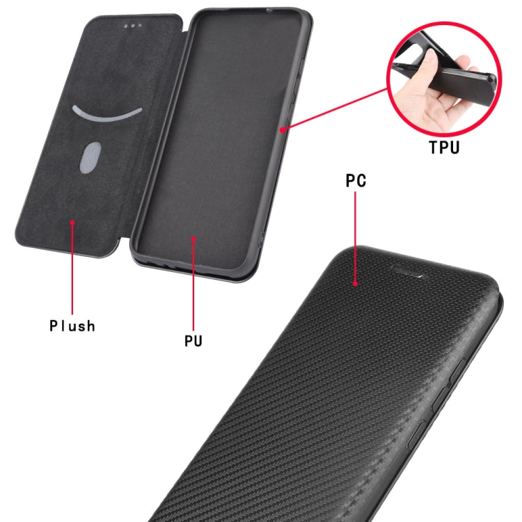 For Samsung Galaxy Note20 Carbon Fiber Texture Magnetic Horizontal Flip TPU + PC + PU Leather Case with Card Slot(Pink)