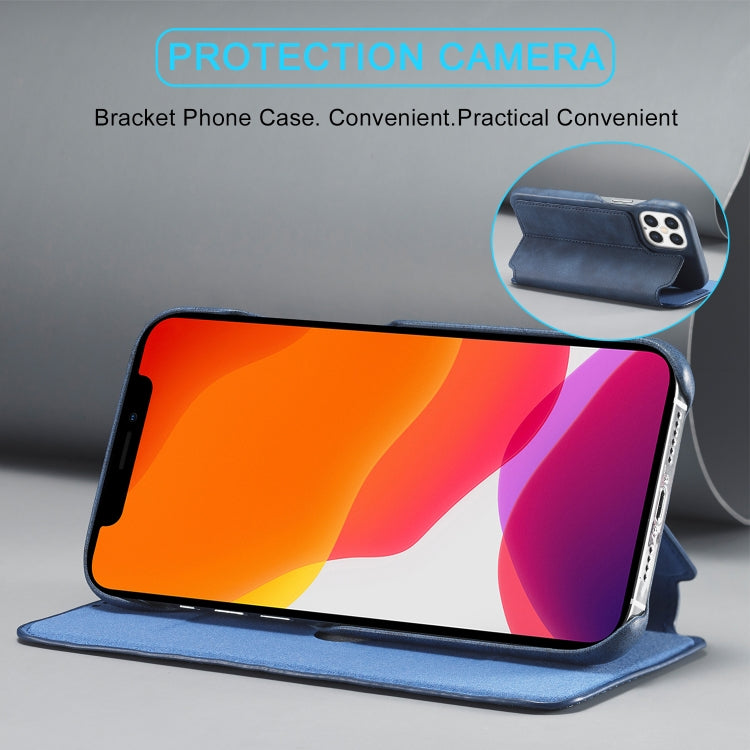 For iPhone 12 Pro Max LC.IMEEKE Hon Ancient Series Horizontal Flip Leather Case with Holder & Card Slot(Blue)