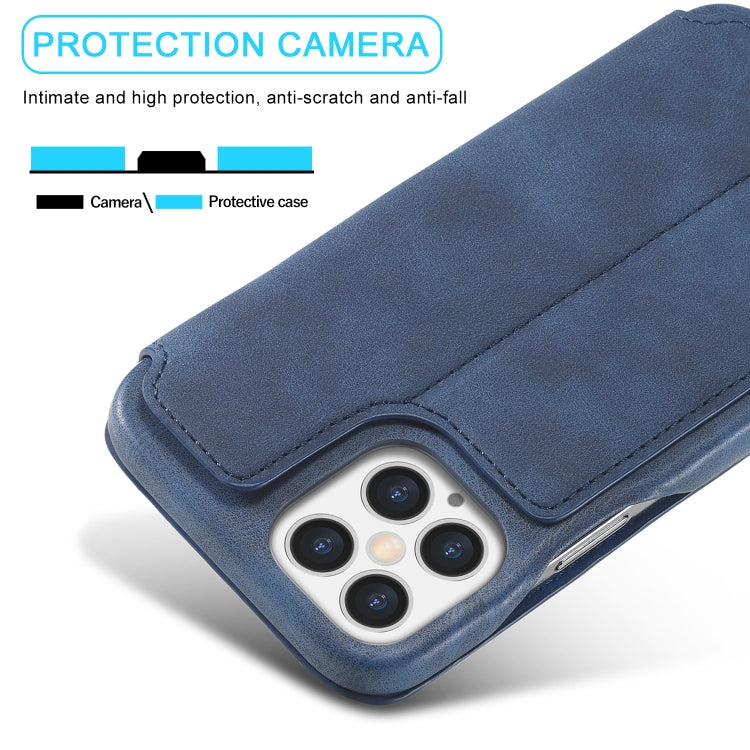 For iPhone 12 Pro Max LC.IMEEKE Hon Ancient Series Horizontal Flip Leather Case with Holder & Card Slot(Blue)