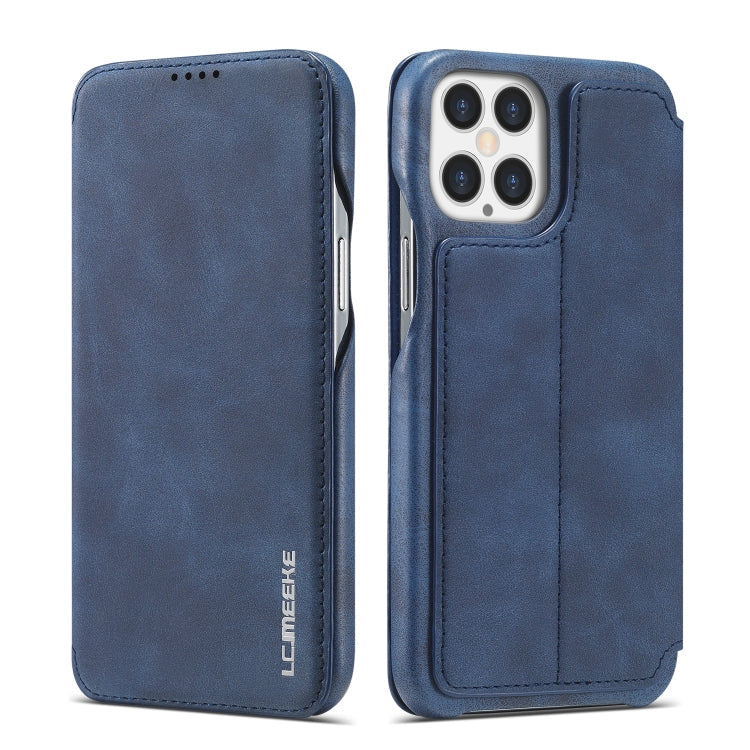 For iPhone 12 Pro Max LC.IMEEKE Hon Ancient Series Horizontal Flip Leather Case with Holder & Card Slot(Blue)