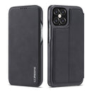 For iPhone 12 / 12 Pro LC.IMEEKE Hon Ancient Series Horizontal Flip Leather Case with Holder & Card Slot(Black)