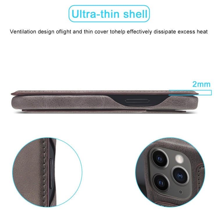 For iPhone 12 mini LC.IMEEKE Hon Ancient Series Horizontal Flip Leather Case with Holder & Card Slot(Coffee)