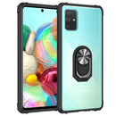 For Samsung Galaxy A51 Shockproof Transparent TPU + Acrylic Protective Case with Ring Holder(Black and Silver)