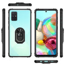 For Samsung Galaxy A51 Shockproof Transparent TPU + Acrylic Protective Case with Ring Holder(Black and Silver)