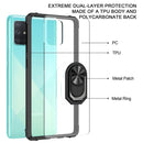 For Samsung Galaxy A51 Shockproof Transparent TPU + Acrylic Protective Case with Ring Holder(Black and Silver)