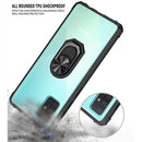 For Samsung Galaxy A51 Shockproof Transparent TPU + Acrylic Protective Case with Ring Holder(Black and Silver)