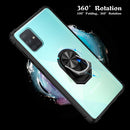 For Samsung Galaxy A51 Shockproof Transparent TPU + Acrylic Protective Case with Ring Holder(Black and Silver)