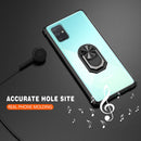 For Samsung Galaxy A51 Shockproof Transparent TPU + Acrylic Protective Case with Ring Holder(Black and Silver)