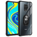 For Xiaomi Redmi Note 9 Pro Shockproof Transparent TPU + Acrylic Protective Case with Ring Holder(Black and Silver)