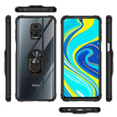 For Xiaomi Redmi Note 9 Pro Shockproof Transparent TPU + Acrylic Protective Case with Ring Holder(Black and Silver)