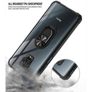 For Xiaomi Redmi Note 9 Pro Shockproof Transparent TPU + Acrylic Protective Case with Ring Holder(Black and Silver)
