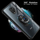 For Xiaomi Redmi Note 9 Pro Shockproof Transparent TPU + Acrylic Protective Case with Ring Holder(Black and Silver)