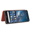 For Nokia 8.3 5G Carbon Fiber Texture Horizontal Flip TPU + PC + PU Leather Case with Card Slot(Brown)