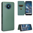 For Nokia 8.3 5G Carbon Fiber Texture Horizontal Flip TPU + PC + PU Leather Case with Card Slot(Green)