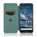 For Nokia 8.3 5G Carbon Fiber Texture Horizontal Flip TPU + PC + PU Leather Case with Card Slot(Green)
