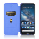 For Nokia 8.3 5G Carbon Fiber Texture Horizontal Flip TPU + PC + PU Leather Case with Card Slot(Blue)