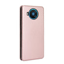 For Nokia 8.3 5G Carbon Fiber Texture Horizontal Flip TPU + PC + PU Leather Case with Card Slot(Pink)
