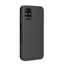 For Samsung Galaxy M31s Carbon Fiber Texture Horizontal Flip TPU + PC + PU Leather Case with Rope & Card Slot(Black)