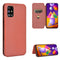 For Samsung Galaxy M31s Carbon Fiber Texture Magnetic Horizontal Flip TPU + PC + PU Leather Case with Rope & Card Slot(Brown)
