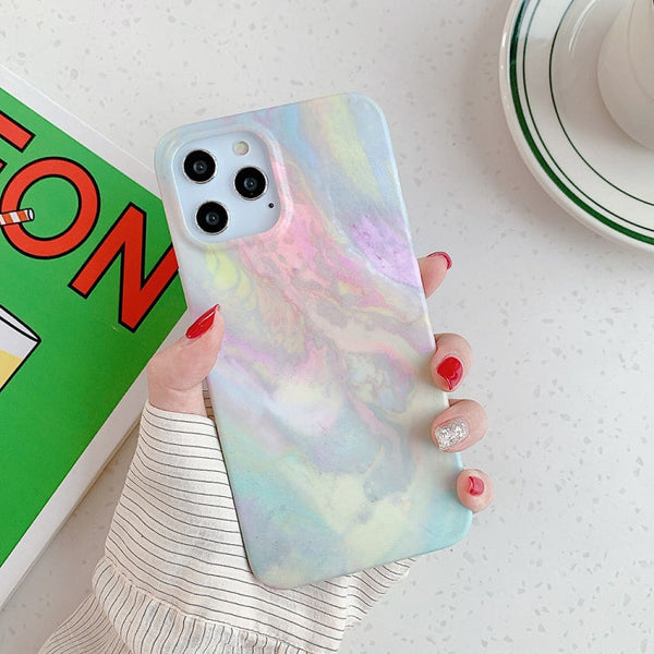 For iPhone 12 / 12 Pro Marble Pattern Soft TPU Protective Case(Colorful )