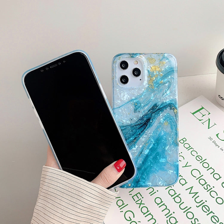 For iPhone 12 / 12 Pro Marble Pattern Soft TPU Protective Case(Gilding Shell)