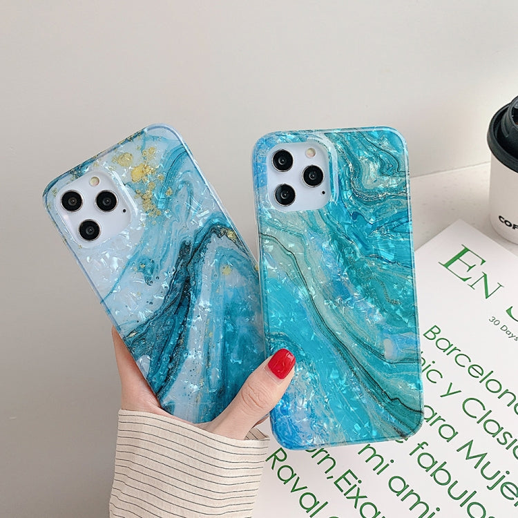 For iPhone 12 / 12 Pro Marble Pattern Soft TPU Protective Case(Gilding Shell)