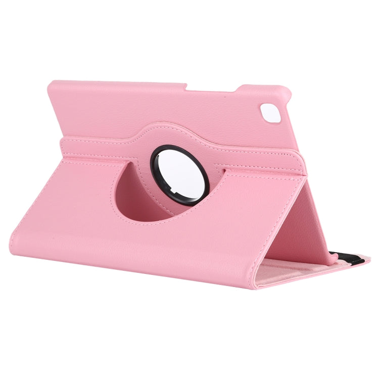 For Samsung Galaxy Tab A7 T500 Litchi Texture Horizontal Flip 360 Degrees Rotation Leather Case with Holder(Pink)
