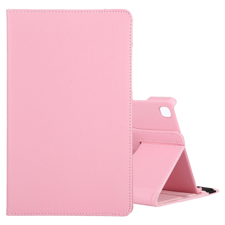 For Samsung Galaxy Tab A7 T500 Litchi Texture Horizontal Flip 360 Degrees Rotation Leather Case with Holder(Pink)