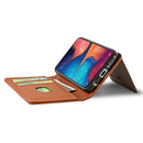 For Samsung Galaxy A20 Strong Magnetism Liquid Feel Horizontal Flip Leather Case with Holder & Card Slots & Wallet(Brown)