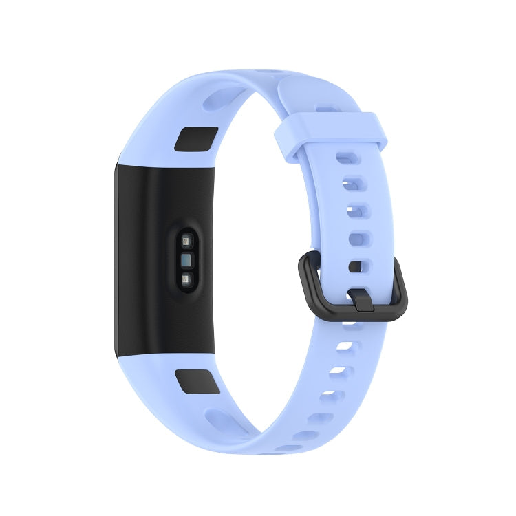 For Huawei Honor Band 5i / Band 4 Metal Buckle Silicone Watch Band, Size: Free Size(Chrysanthemum Blue)