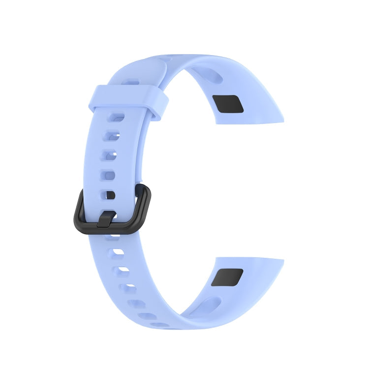 For Huawei Honor Band 5i / Band 4 Metal Buckle Silicone Watch Band, Size: Free Size(Chrysanthemum Blue)