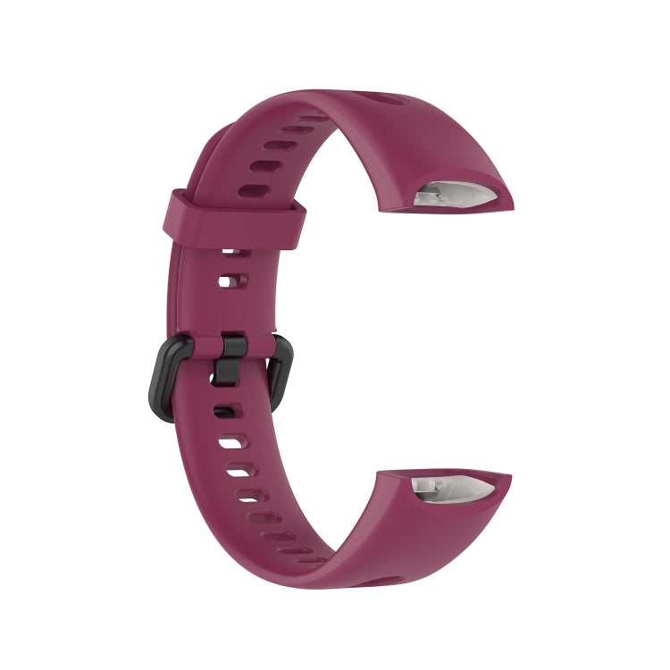 For Huawei Honor Band 5i / Band 4 Metal Buckle Silicone Watch Band, Size: Free Size(Red Wine)