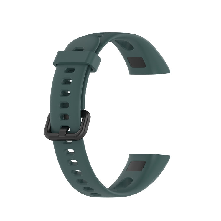 For Huawei Honor Band 5i / Band 4 Metal Buckle Silicone Watch Band, Size: Free Size(Olive Green)
