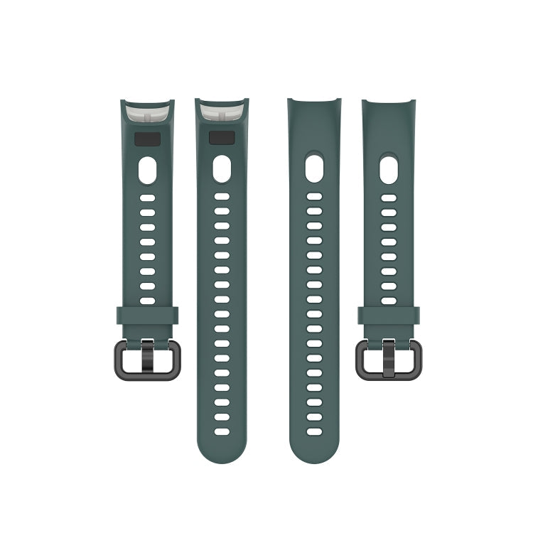 For Huawei Honor Band 5i / Band 4 Metal Buckle Silicone Watch Band, Size: Free Size(Olive Green)