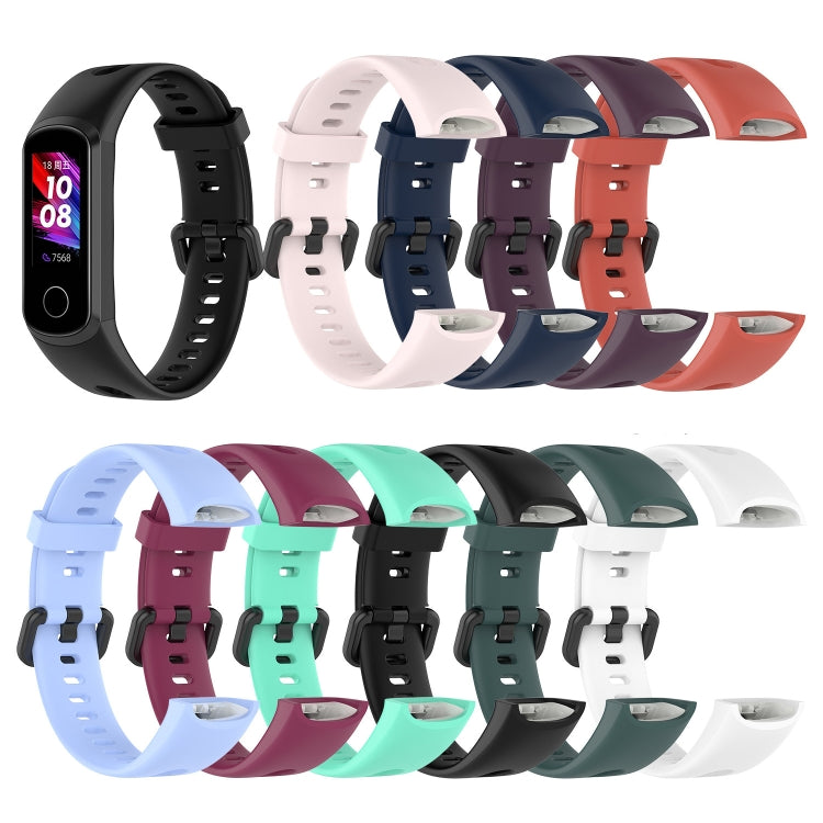 For Huawei Honor Band 5i / Band 4 Metal Buckle Silicone Watch Band, Size: Free Size(Cherry Blossom Powder)