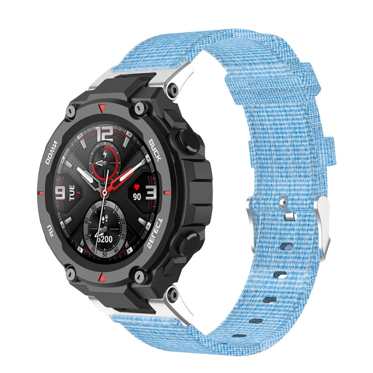 For Huami Amazfit T-Rex A1918 Nylon Canvas Replacement Strap with Screwdriver(Light Blue)
