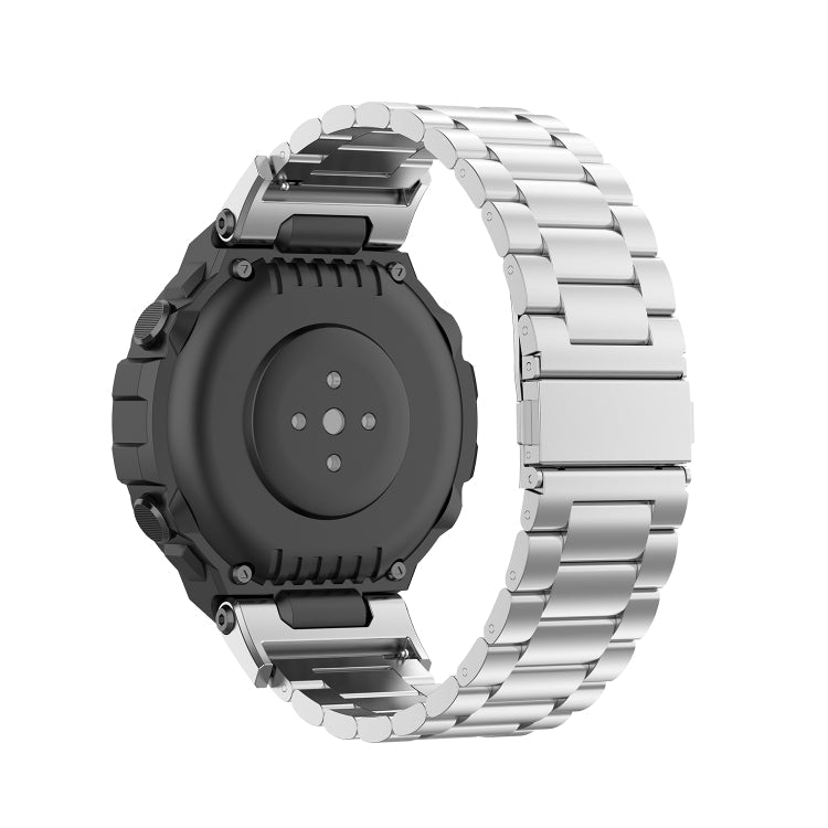 For Huami Amazfit T-Rex A1918 3-Beads Stainless Steel Watch Band with Screwdriver(Silver)