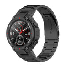 For Huami Amazfit T-Rex A1918 3-Beads Stainless Steel Watch Band with Screwdriver(Black)