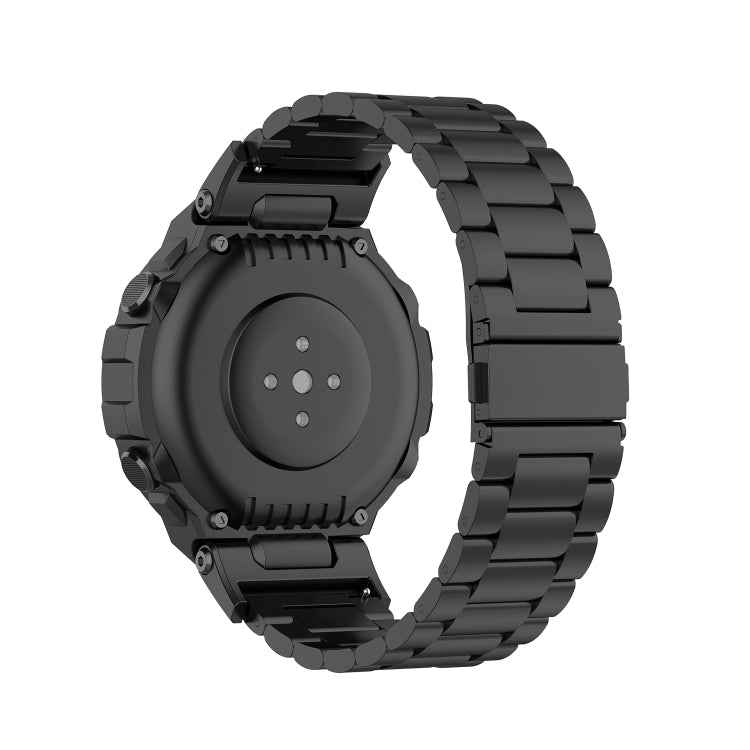 For Huami Amazfit T-Rex A1918 3-Beads Stainless Steel Watch Band with Screwdriver(Black)