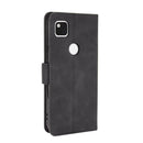 For Google Pixel 4a Solid Color Skin Feel Magnetic Buckle Horizontal Flip Calf Texture PU Leather Case with Holder & Card Slots & Wallet(Black)