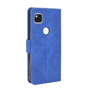 For Google Pixel 4a Solid Color Skin Feel Magnetic Buckle Horizontal Flip Calf Texture PU Leather Case with Holder & Card Slots & Wallet(Blue)