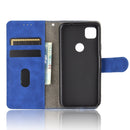 For Google Pixel 4a Solid Color Skin Feel Magnetic Buckle Horizontal Flip Calf Texture PU Leather Case with Holder & Card Slots & Wallet(Blue)