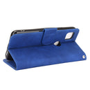 For Google Pixel 4a Solid Color Skin Feel Magnetic Buckle Horizontal Flip Calf Texture PU Leather Case with Holder & Card Slots & Wallet(Blue)