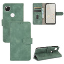 For Google Pixel 4a Solid Color Skin Feel Magnetic Buckle Horizontal Flip Calf Texture PU Leather Case with Holder & Card Slots & Wallet(Green)