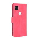For Google Pixel 4a Solid Color Skin Feel Magnetic Buckle Horizontal Flip Calf Texture PU Leather Case with Holder & Card Slots & Wallet(Rose Red)