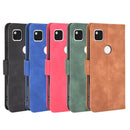 For Google Pixel 4a Solid Color Skin Feel Magnetic Buckle Horizontal Flip Calf Texture PU Leather Case with Holder & Card Slots & Wallet(Brown)