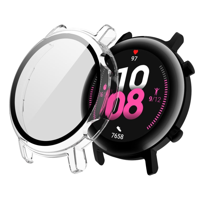 For Huawei Watch GT2 42mm 2 in 1 Tempered Glass Screen Protector + Fully Plating PC Case(Transparent)